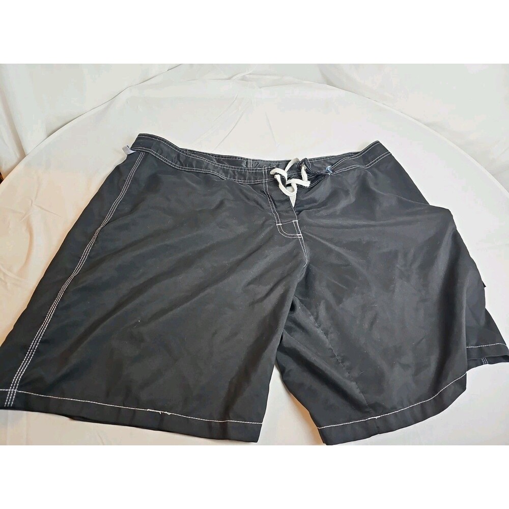 Women's Size 24 Black Board Shorts Swim Trunks Drawstring Pocket Xelosette
